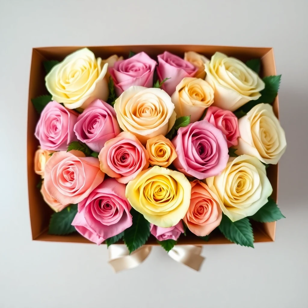 Arreglo de rosas mixtas en caja elegante